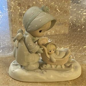 Precious Moments porcelain Figurine Child in Sleigh January